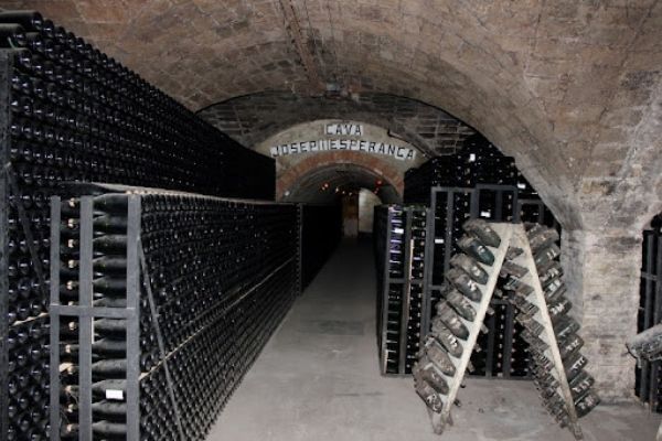 Cava being made in the depths of a Spanish cave Cava being made in the depths of a Spanish cave